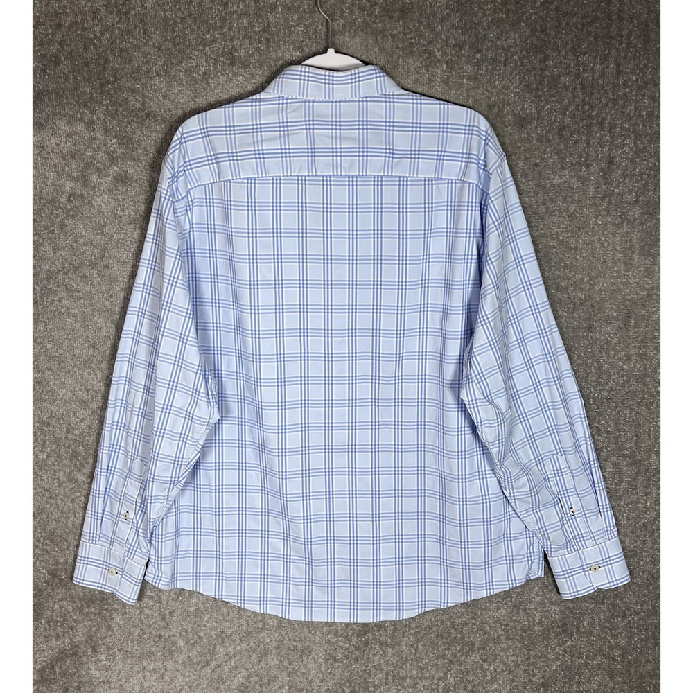 Untuckit Long Sleeve Button Up Shirt Mens Size XXL Blue Pink Nylon Stretch - Picture 2 of 6